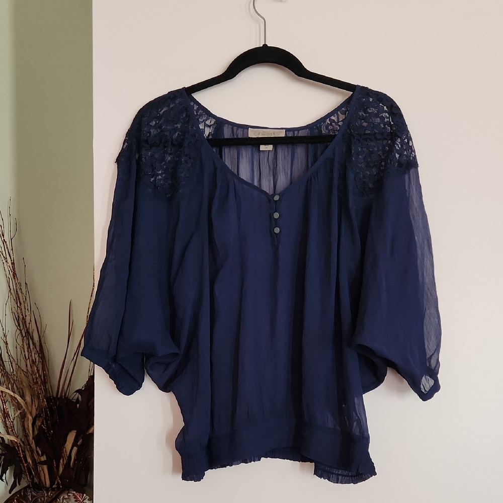 Elegant Navy Blue Women's Top